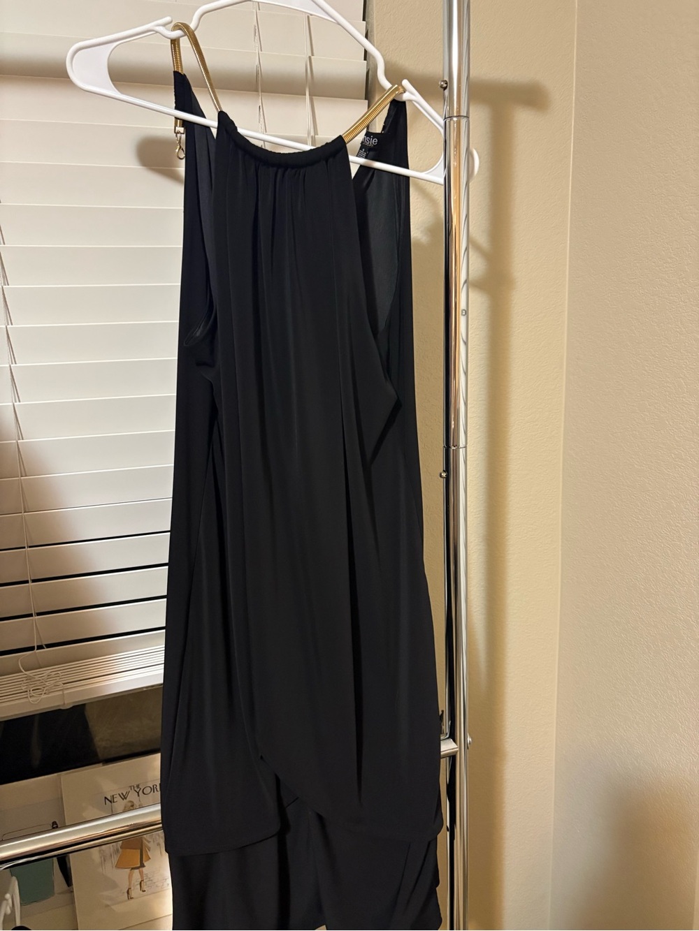 Black Halter Draped Dress